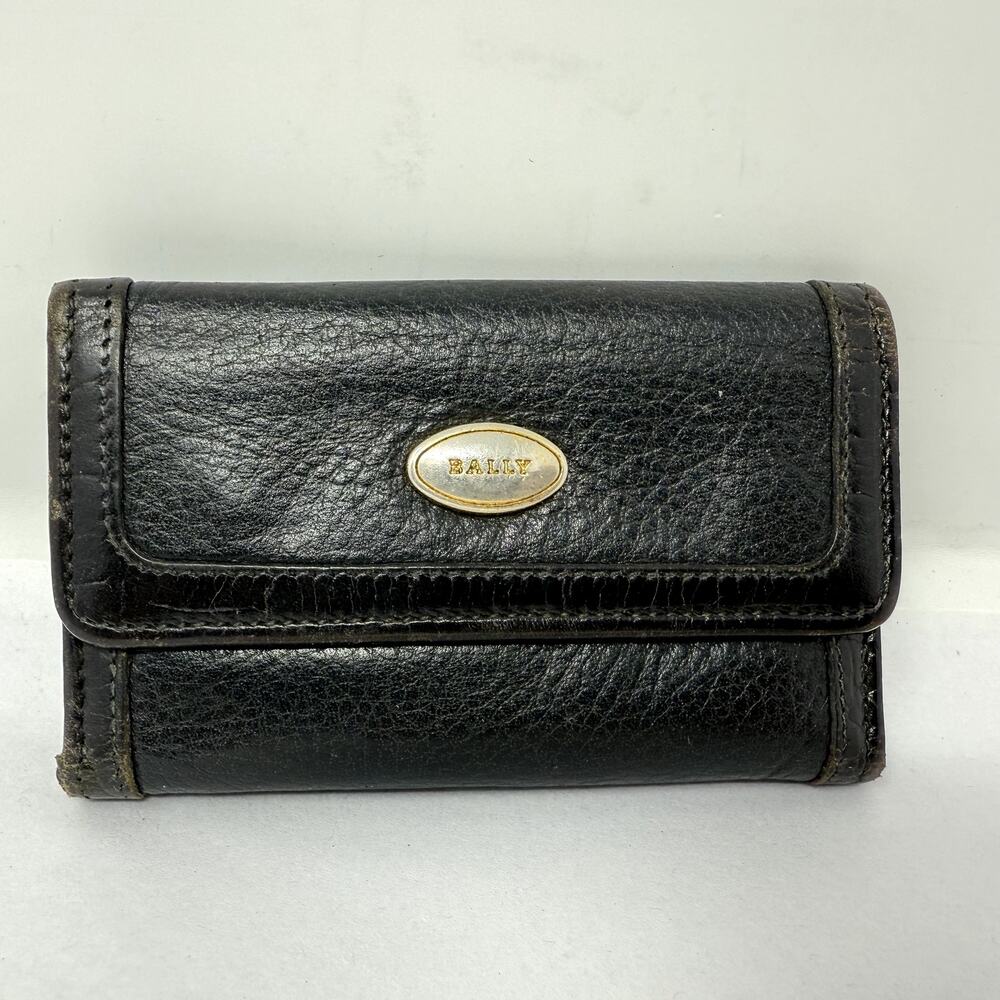 Bally Italy Black Leather Key Holder Wallet Vintage Fiocchi Hardware